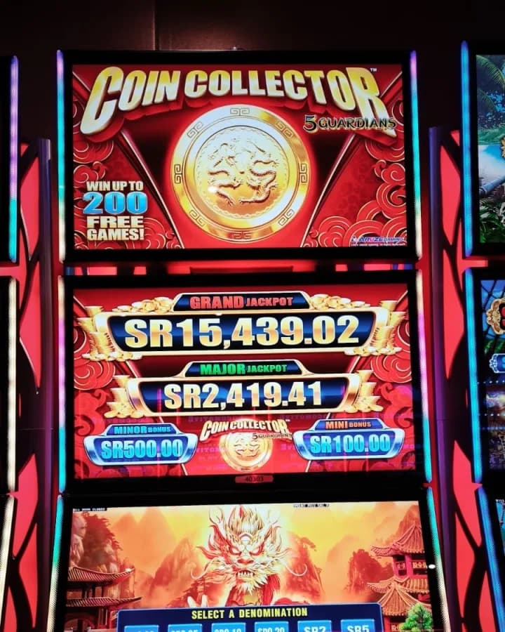 The Coin Collector 5 Guardians machine on the Victoria Casino floor