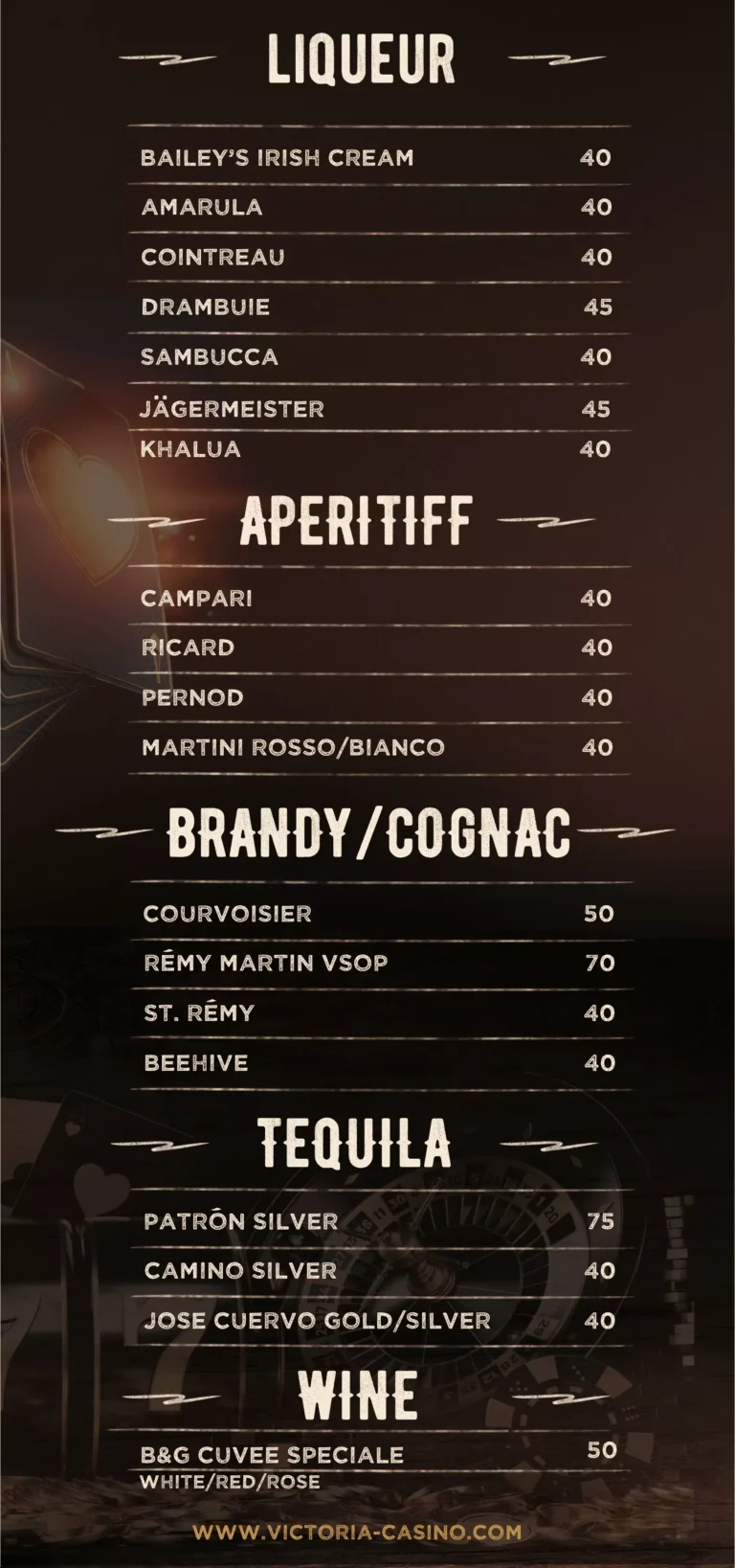 Victoria Casino Seychelles Bar Menu Digital6